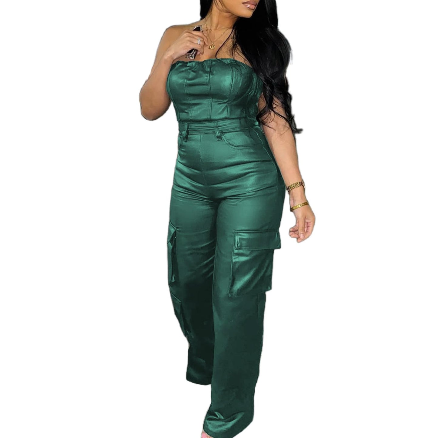 Cookies Leather Jumpsuit Sexy Off the Shoulder Top