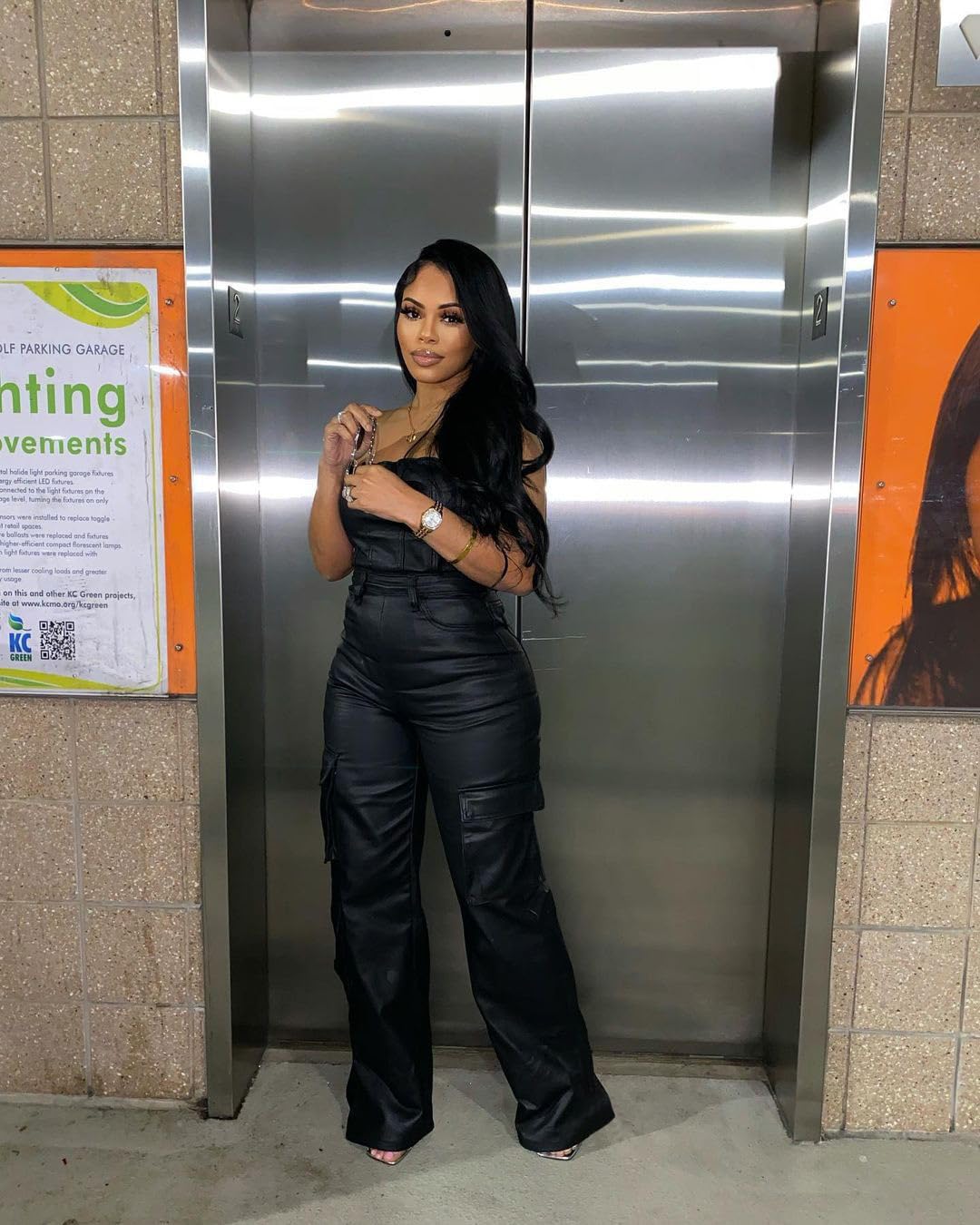 Cookies Leather Jumpsuit Sexy Off the Shoulder Top