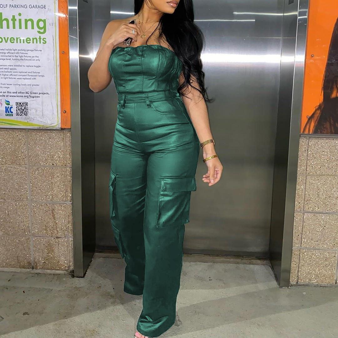 Cookies Leather Jumpsuit Sexy Off the Shoulder Top