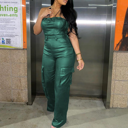 Cookies Leather Jumpsuit Sexy Off the Shoulder Top