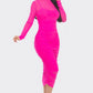 See Me Coming Ruched Midi Dress