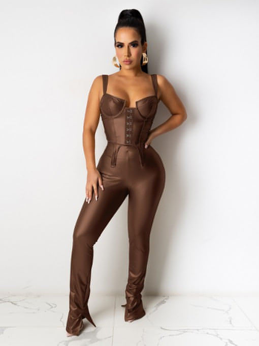 Party Sexiness Two Piece Faux Leather Set