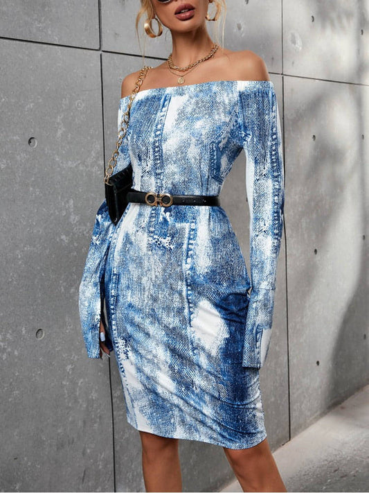 Washed Up Denim Long Sleeve Dress