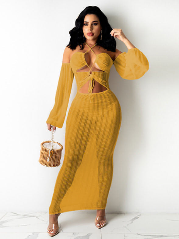 Long Sleeve Sexy Beach Dress